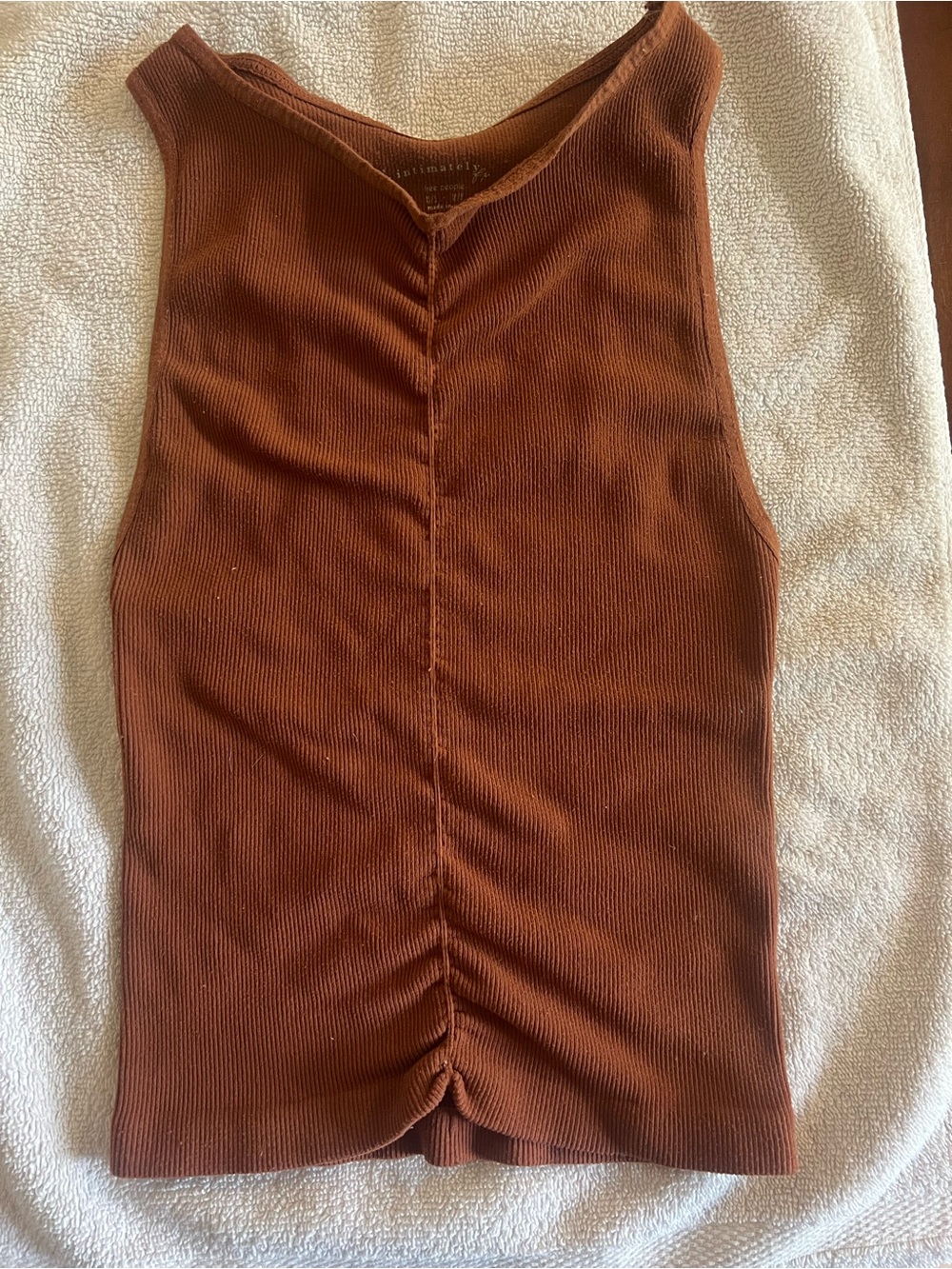 Free People Ribbed Rust-Red Center-Ruche Tank